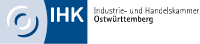 Das IHK-Logo zeigt eine stilisierte Darstellung mit blauen und grauen Farben, die die Industrie- und Handelskammer repräsentiert.