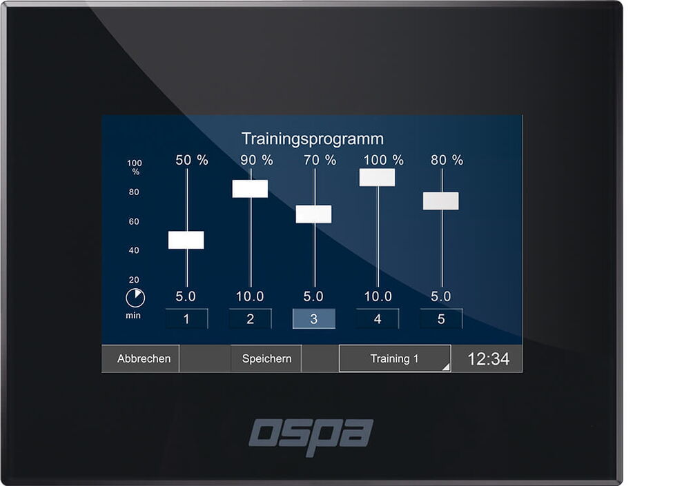 Das OSPA Trainingsprogramm zeigt eine benutzerfreundliche Oberfläche mit Schiebereglern zur Anpassung der Trainingsparameter.
