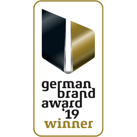 Logo des German Brand Award 2019, das den Titel "Winner" in auffälligem Design präsentiert.